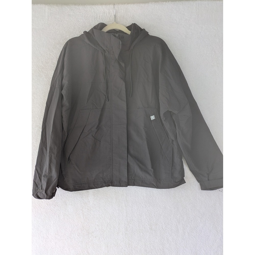 LIV Outdoor Windbreaker Jacket Women's Size S Gray Hooded Full Zip Mesh Lined